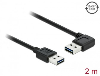 DeLock Cable EASY-USB 2.0 Type-A male > EASY-USB 2.0 Type-A male angled left / right 2m Black