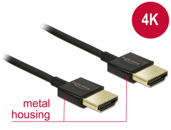 DeLock Cable High Speed HDMI with Ethernet - HDMI-A male > HDMI-A male 3D 4K 0.5 m Slim High Quality