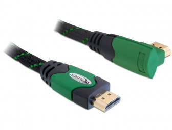 DeLock Cable High Speed HDMI with Ethernet – HDMI A male > HDMI A male angled 4K 1m