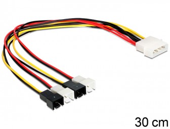 DeLock Cable power Molex 4 pin male > 4x 2 pin fan