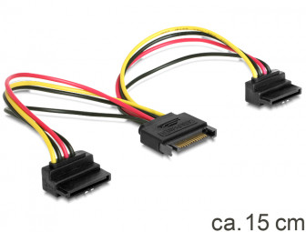 DeLock Cable Power SATA 15pin > 2x SATA HDD – angled