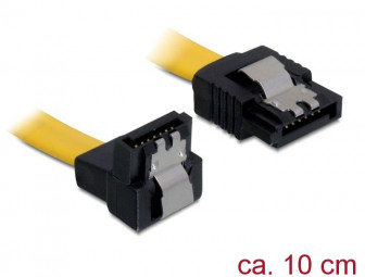 DeLock Cable SATA 6 Gb/s male straight > SATA male downwards angled 10 cm Yellow metal
