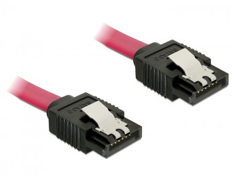 DeLock Cable SATA 6 Gb/s male straight > SATA male straight 30cm Red Metal