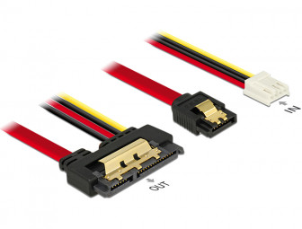 DeLock Cable SATA 6Gb/s 7pin receptacle+Floppy 4pin power female>SATA 22pin receptacle straight metal 30cm