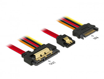 DeLock Cable SATA 6Gb/s 7pin receptacle+SATA 15pin power plug>SATA 22pin receptacle straight metal 30cm