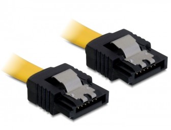 DeLock cable SATA 70cm straight/straight metal Yellow
