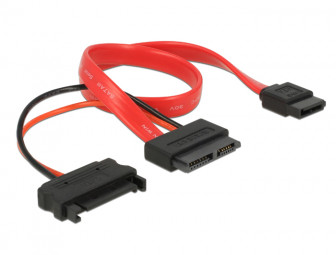 DeLock Cable Slim SATA female > SATA 7 pin + SATA 15 pin 5 V 30cm