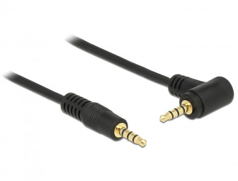 DeLock Cable Stereo Jack 3.5 mm 4 pin male > male angled 2m Black