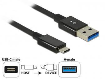 DeLock Cable SuperSpeed USB10 Gbps(USB 3.1 Gen2)USB Type- C male > USB Type-A male 1m coaxial Black Premium