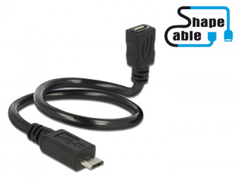 DeLock Cable USB 2.0 Micro-B male > USB 2.0 Micro-B female OTG ShapeCable 0,35m