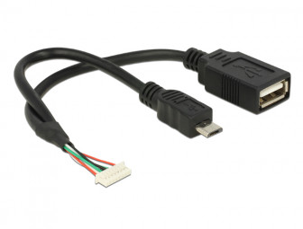 DeLock Cable USB 2.0 pin header female 1,25mm 8 pin > USB 2.0 Type-A female+ USB 2.0 Type Micro-B male 15cm