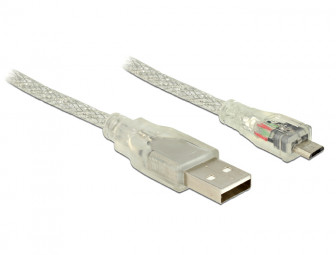 DeLock Cable USB 2.0 Type-A male > USB 2.0 Micro-B male 2m Transparent