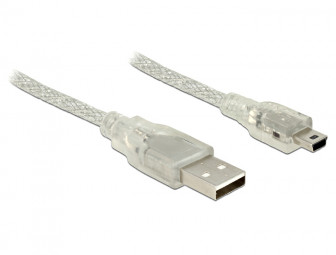 DeLock Cable USB 2.0 Type-A male > USB 2.0 Mini-B male 0,5m transparent