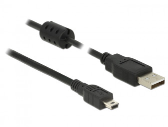 DeLock Cable USB 2.0 Type-A male > USB 2.0 Mini-B male 1,5m Black