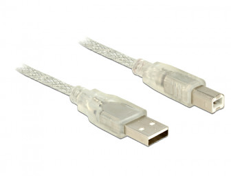 DeLock Cable USB 2.0 Type-A male > USB 2.0 Type-B male 2m Transparent