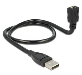 DeLock Cable USB 2.0 Type-A male > USB 2.0 Micro-B female ShapeCable 0,5m Black