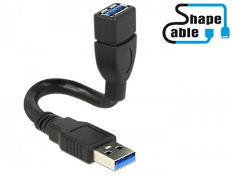 DeLock Cable USB 3.0 A male > USB 3.0 A female ShapeCable 0,15m