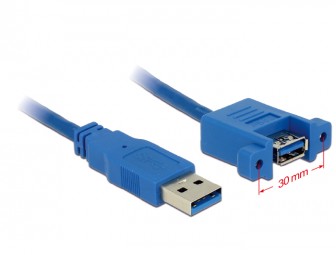 DeLock Cable USB 3.0 Type-A male > USB 3.0 Type-A female panel-mount 1m