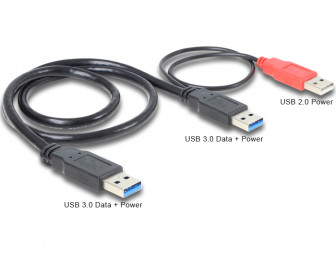 DeLock Cable USB 3.0 type A male + USB type A male > USB 3.0 type A male Black