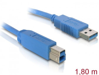 DeLock Cable USB 3.0 type-A male > USB 3.0 type-B male 2m Blue