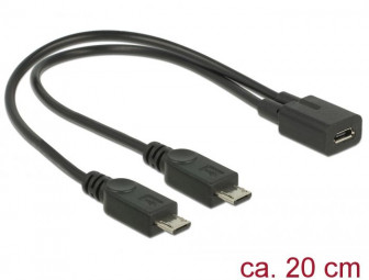 DeLock Cable USB micro B female > 2xUSB micro-B male 20cm Black