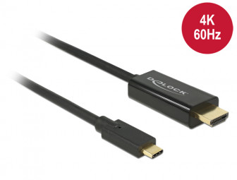 DeLock Cable USB Type-C male > HDMI male (DP Alt Mode) 4K 60 Hz 1m Black