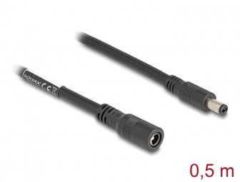 DeLock DC Extension Male/famale cable 0,5m Black