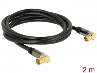 DeLock Antenna Cable IEC Plug Angled > IEC Jack Angled RG-6/U 2m Black