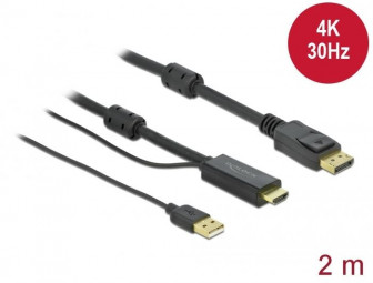 DeLock HDMI to DisplayPort 4K 30Hz 2m cable Black