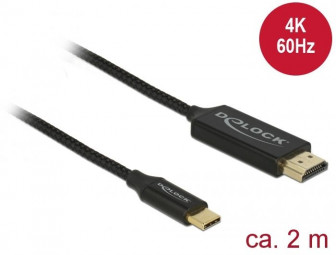 DeLock USB cable Type-C to HDMI (DP Alt Mode) 4K 60Hz 2m coaxial