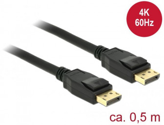 DeLock Displayport 1.2 male > Displayport male 4K 60 Hz 0.5m Cable