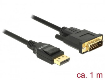 DeLock DisplayPort 1.2 male > DVI-D (Dual Link) male passive 4K 30 Hz 1m Black
