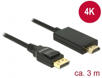 DeLock DisplayPort 1.2 male > High Speed HDMI-A male passive 4K 3m cable Black