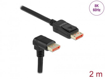 DeLock DisplayPort cable male straight to male 90° downwards angled 8K 60 Hz 2m Black