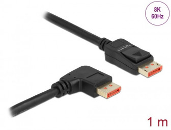 DeLock DisplayPort cable male straight to male 90° right angled 8K 60 Hz 1m Black