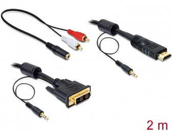 DeLock DVI-D - HDMI + Sound male-male 2m