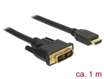 DeLock DVI-D (Single Link) male > HDMI-A male 1m cable Black