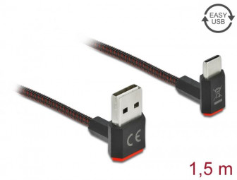 DeLock EASY-USB 2.0 Cable Type-A male to USB Type-C male angled up / down 1,5m Black