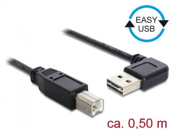 DeLock EASY-USB 2.0 Type-A male angled left / right > USB 2.0 Type-B male 0,5m cable