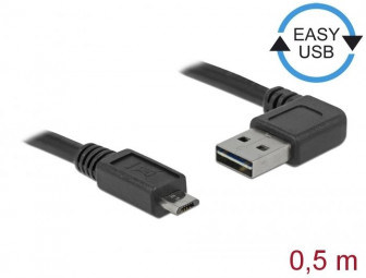 DeLock EASY-USB 2.0 Type-A male angled left / right > USB 2.0 Type Micro-B male 0,5m cable