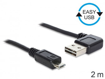 DeLock EASY-USB 2.0 Type-A male angled left / right > USB 2.0 Type Micro-B male 2m Cable
