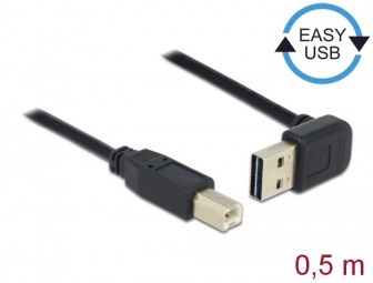 DeLock EASY-USB 2.0 Type-A male angled up/down > USB 2.0 Type-B male 0,5m Cable Black
