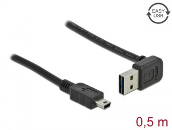DeLock EASY-USB 2.0 Type-A male angled up / down > USB 2.0 Type Mini-B male cable 0,5m Black