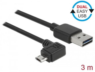 DeLock EASY-USB 2.0 Type-A male > EASY-USB 2.0 Type Micro-B male angled left/right 3m Black