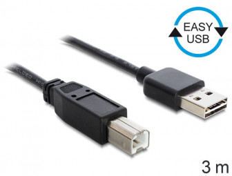 DeLock EASY-USB 2.0 Type-A male > USB 2.0 Type-B male 3m Black