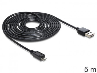 DeLock EASY-USB 2.0 Type-A male > USB 2.0 Type Micro-B male 5m Cable Black