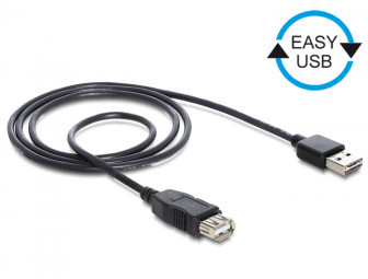 DeLock Extension cable EASY-USB 2.0 Type-A male > USB 2.0 Type-A female Black 1m
