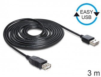 DeLock Extension cable EASY-USB 2.0 Type-A male > USB 2.0 Type-A female Black 3m