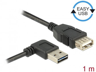 DeLock Extension cable EASY-USB 2.0 Type-A male angled left/right > USB 2.0 Type-A female 1m