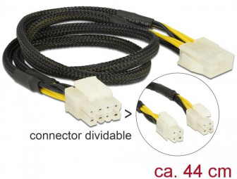 DeLock Extension Cable Power 8 pin EPS male (2x4 pin) > 8 pin female 44cm
